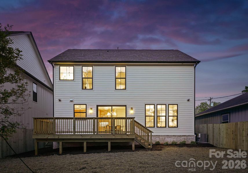 Rear view at twilight. Rear view at twilight.