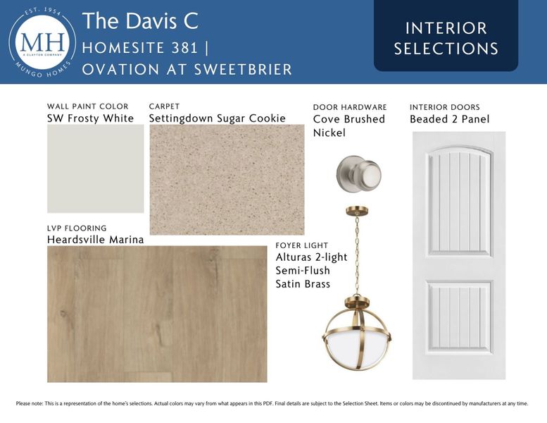 Sample of building materials used in homes in Ovation at Sweetbrier, Durham (Image 10).