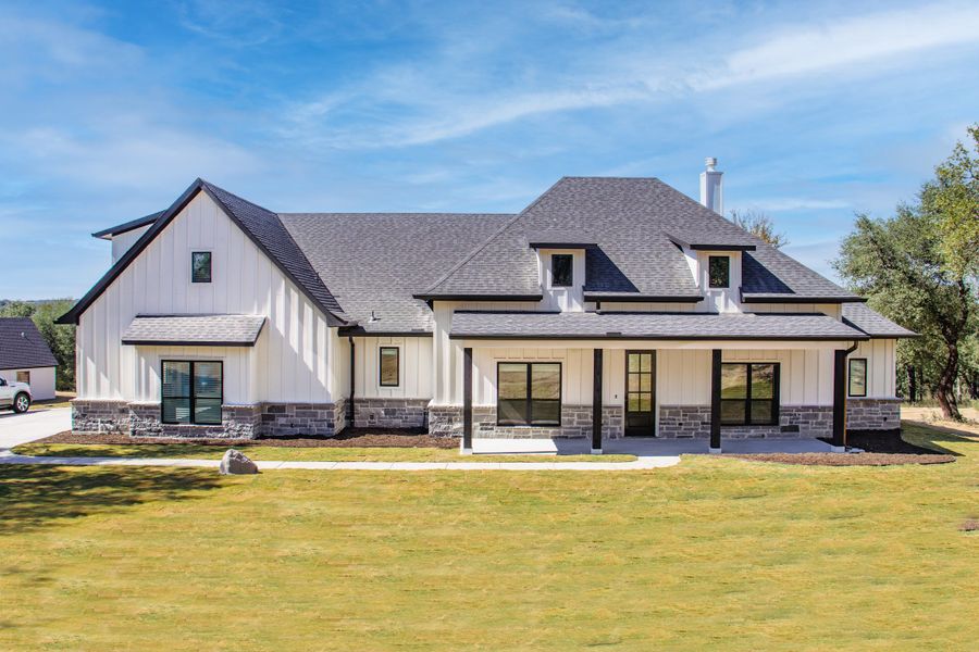 Representative exterior photo of a completed home built from the Danville by Trinity Classic Homes in Zion Trails, Poolville, TX (Image 2). Representative exterior photo of a completed home built from the Danville by Trinity Classic Homes in Zion Trails, Poolville, TX (Image 2).