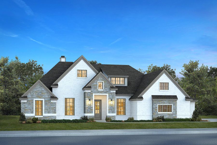 Representative exterior photo of a completed home built from the The Beaumont by Kenmark Homes in Cotten Creek, Azle, TX (Image 1). Representative exterior photo of a completed home built from the The Beaumont by Kenmark Homes in Cotten Creek, Azle, TX (Image 1).