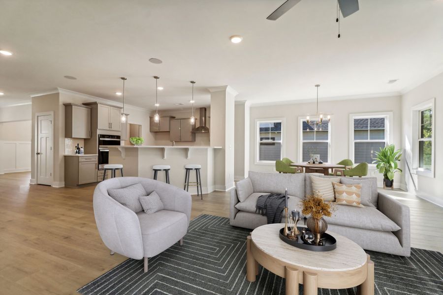 Representative furnished interior of a home built from the Austin II by Great Southern Homes in Edwards Ridge, Central (Image 9).