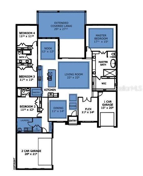 2D floor plan layout of this home in Waterset, Apollo Beach, FL (Image 4).