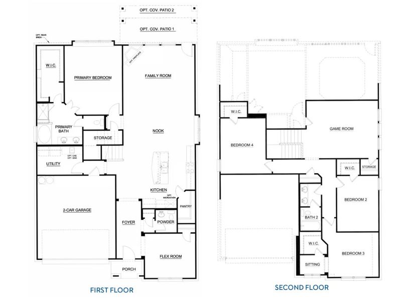 2D floor plan layout for the Concept 2870 by Landsea Homes in Waterford Park, Weatherford, TX (Image 4).