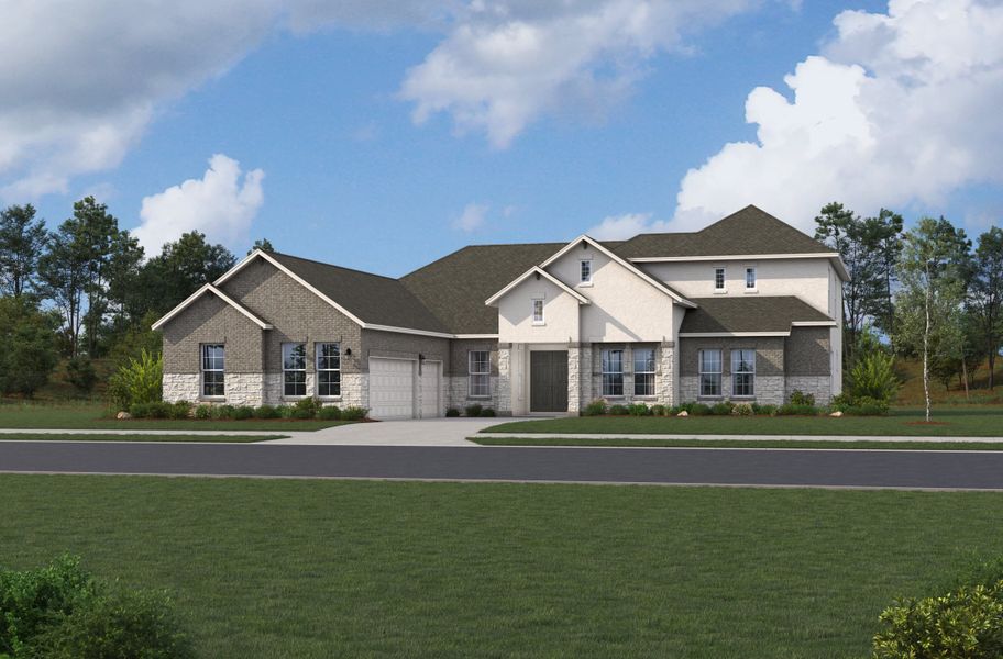 Representative exterior photo of a completed home built from the Fredericksburg by Beazer Homes in Highland Estates, San Antonio, TX (Image 2).
