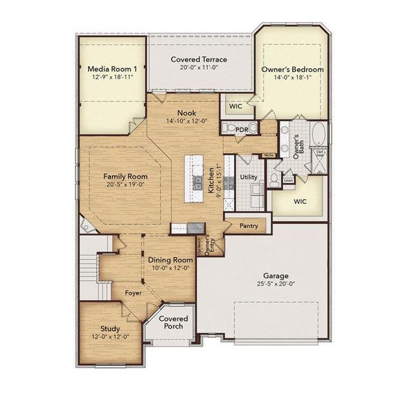 2D floor plan layout of this home in Westside Preserve, Midlothian, TX (Image 6). 2D floor plan layout of this home in Westside Preserve, Midlothian, TX (Image 6).