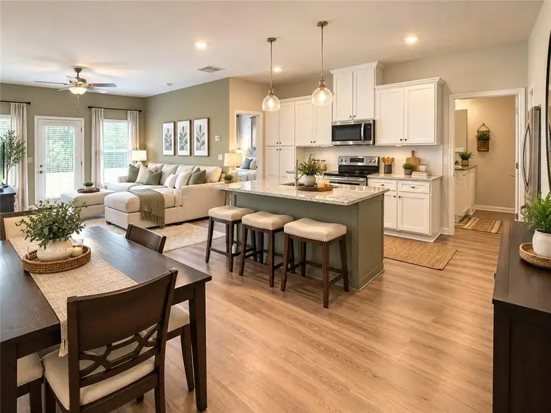 Furnished interior view inside a new home in Creekside Village Phase II, Lithonia (Image 13). Furnished interior view inside a new home in Creekside Village Phase II, Lithonia (Image 13).