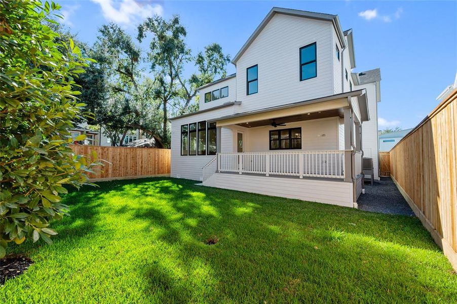 Great size backyard with covered porch