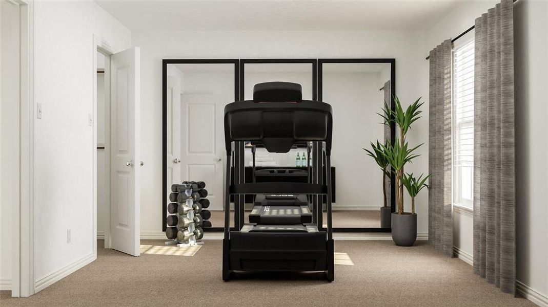 Workout area with carpet and a wealth of natural light