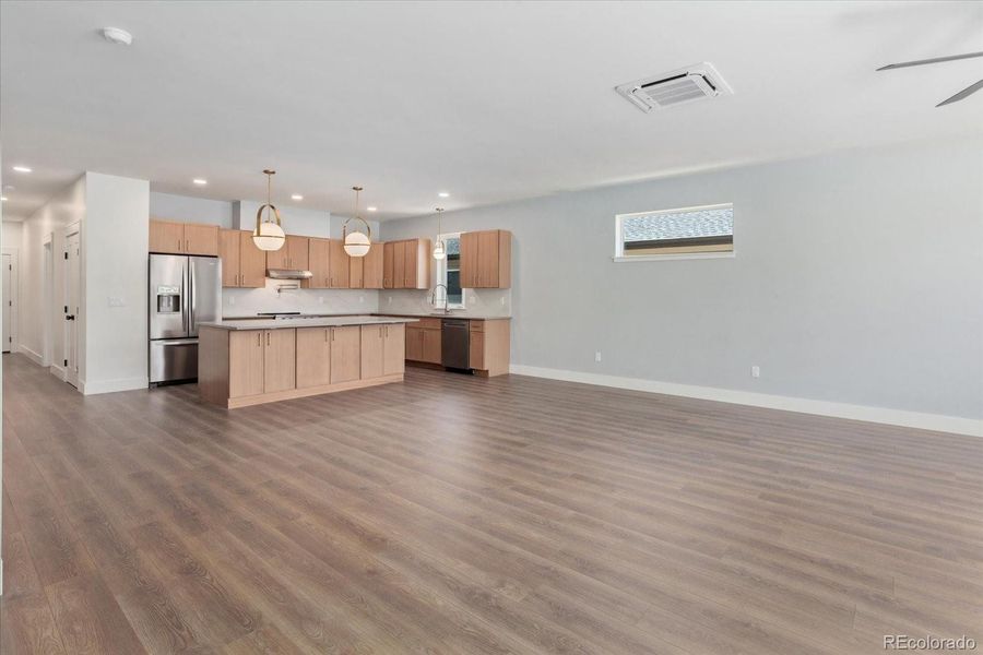 Very large open living, dining and kitchen space