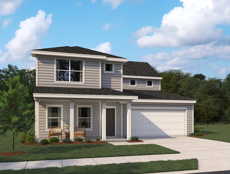 Representative exterior photo of a completed home built from the Harrison by Ashton Woods in Tea Farm: Presidents Series, Ravenel, SC (Image 21).