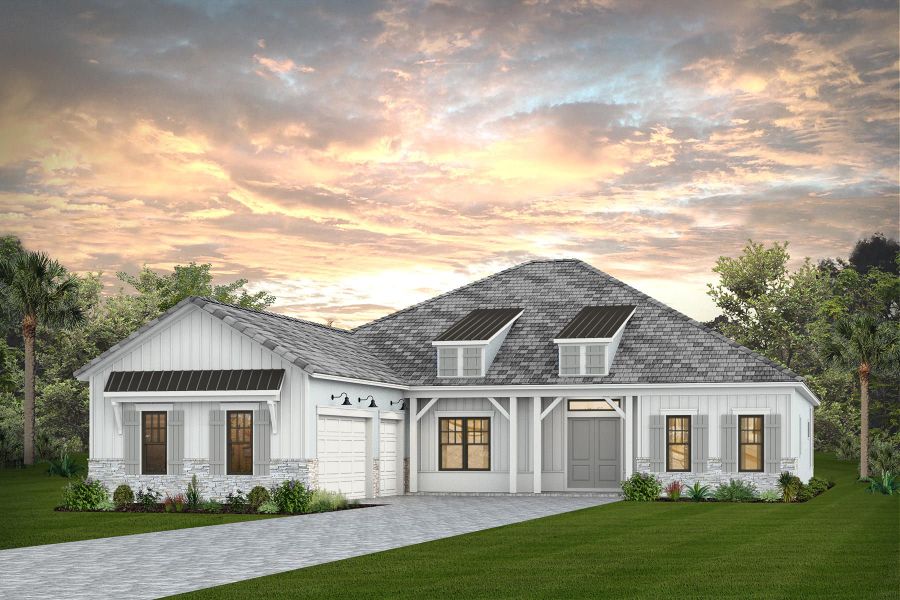Representative exterior photo of a completed home built from the Ellington by DiVosta in Canter, Wellington, FL (Image 2). Representative exterior photo of a completed home built from the Ellington by DiVosta in Canter, Wellington, FL (Image 2).