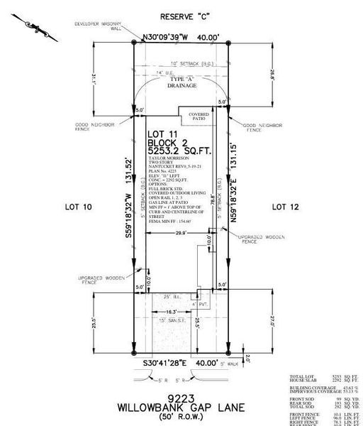 9223 Willowbank Gap Lane Preliminary Plot Plan