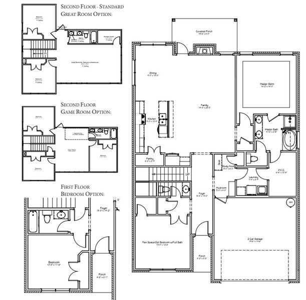 2D floor plan layout for the The Azalea by Avonley Homes in Greens Prairie Reserve, College Station, TX (Image 2). 2D floor plan layout for the The Azalea by Avonley Homes in Greens Prairie Reserve, College Station, TX (Image 2).