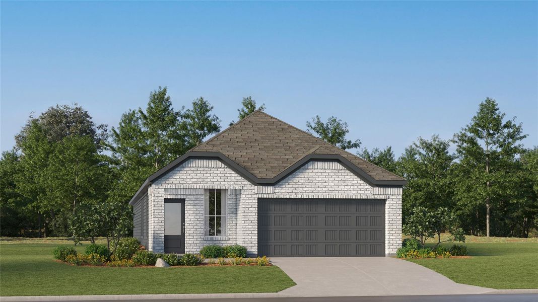 Front exterior of a new home in Elm Creek, Elgin, TX, highlighting curb appeal (Image 23).