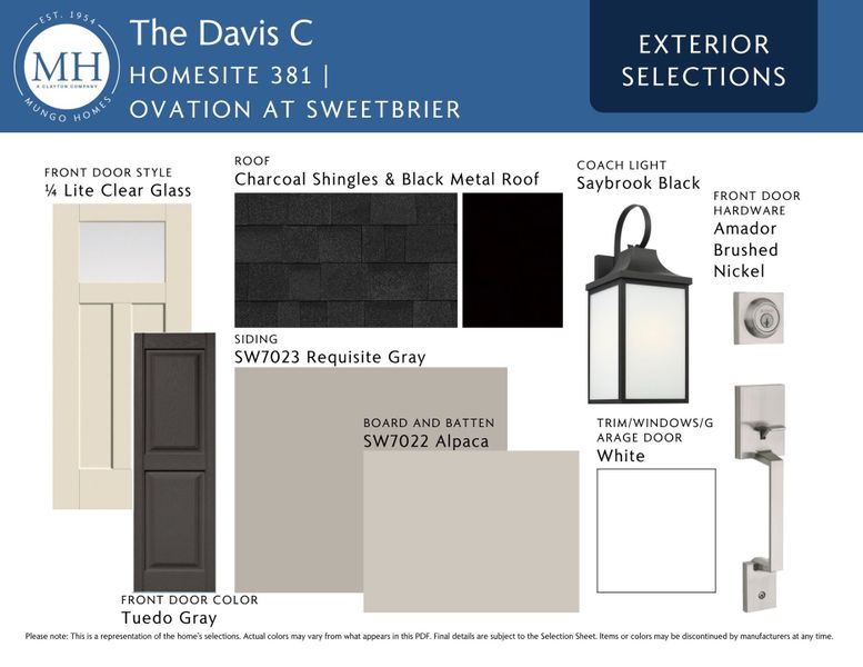 Sample of building materials used in homes in Ovation at Sweetbrier, Durham (Image 9).