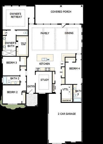2D floor plan layout of this home in Terraces – Classics, Rockwall, TX (Image 2). 2D floor plan layout of this home in Terraces – Classics, Rockwall, TX (Image 2).