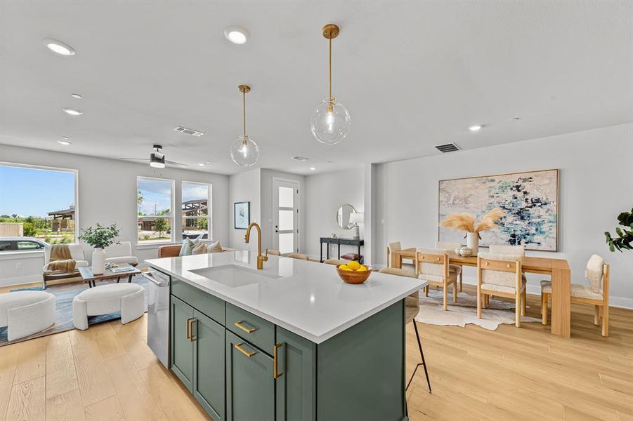 Kitchen Island - Family Room - Dining (staged)