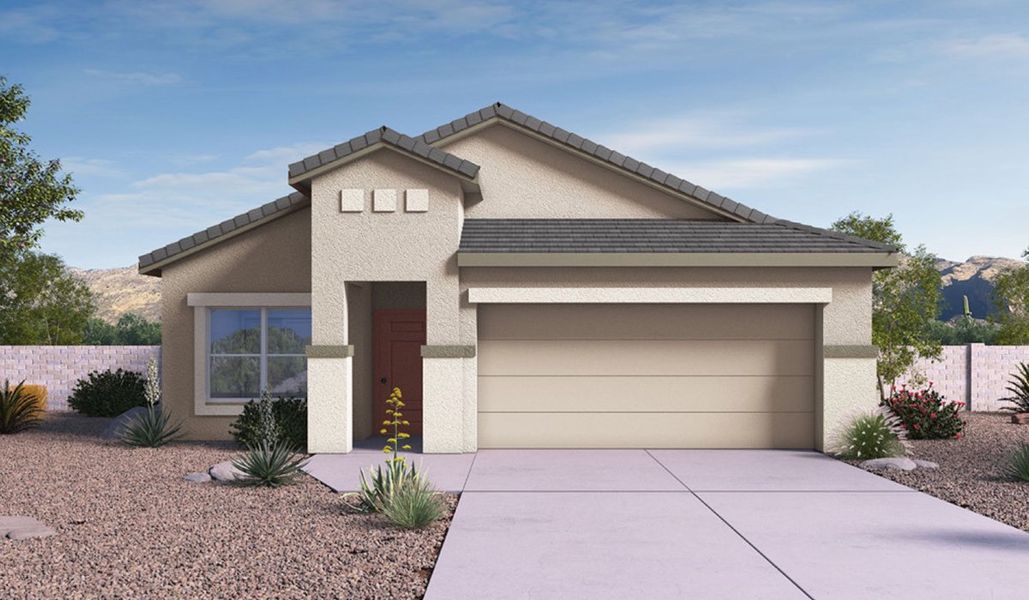 Representative exterior photo of a completed home built from the Parker by D.R. Horton in The Oasis at Rocking K, Vail, AZ (Image 21).