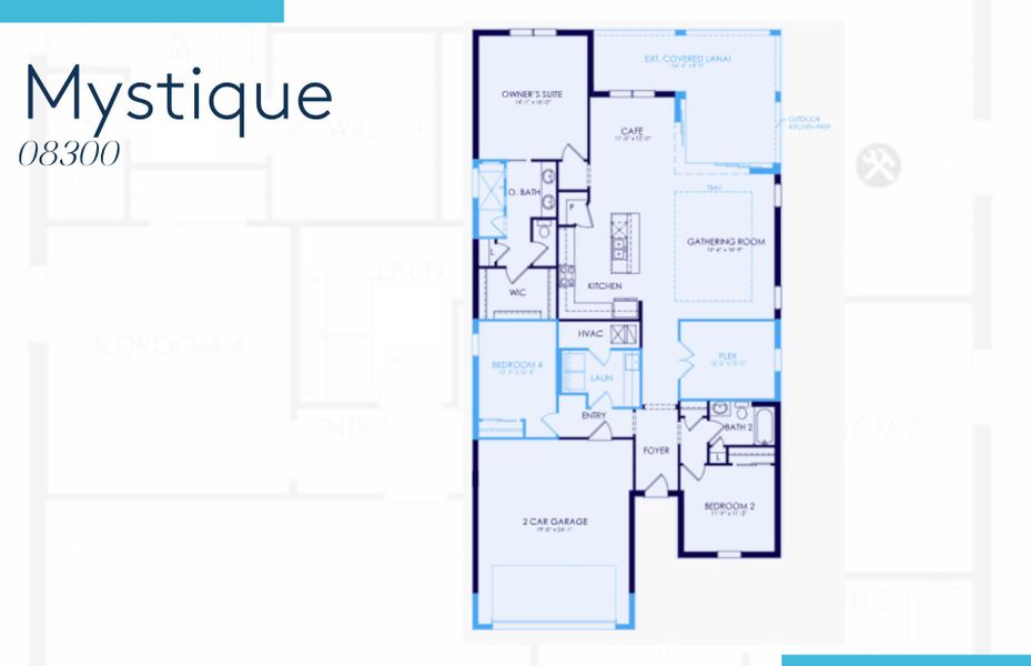 2D floor plan layout of this home in Del Webb Oak Creek, North Fort Myers, FL (Image 4).