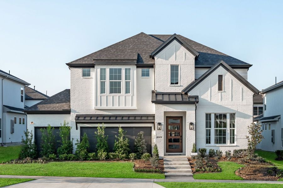 Representative exterior photo of a completed home built from the Manhattan by Landon Homes in Fields - East Village, Frisco, TX (Image 1). Representative exterior photo of a completed home built from the Manhattan by Landon Homes in Fields - East Village, Frisco, TX (Image 1).