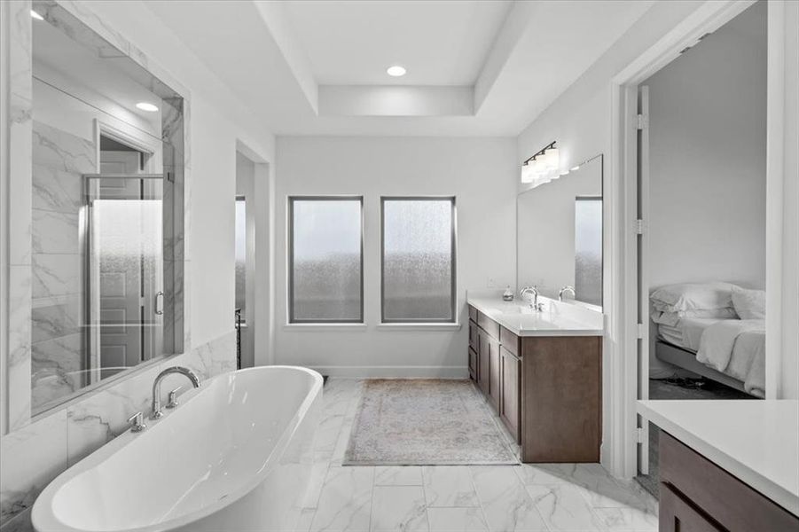 Furnished interior view inside a new home in North Sky 65', Celina (Image 28). Furnished interior view inside a new home in North Sky 65', Celina (Image 28).