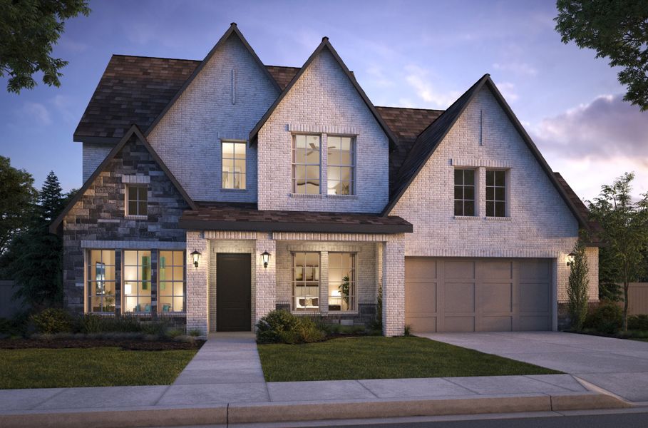 Representative exterior photo of a completed home built from the Stella by Southgate Homes in Windsong Ranch 71' Series, Prosper, TX (Image 25). Representative exterior photo of a completed home built from the Stella by Southgate Homes in Windsong Ranch 71' Series, Prosper, TX (Image 25).