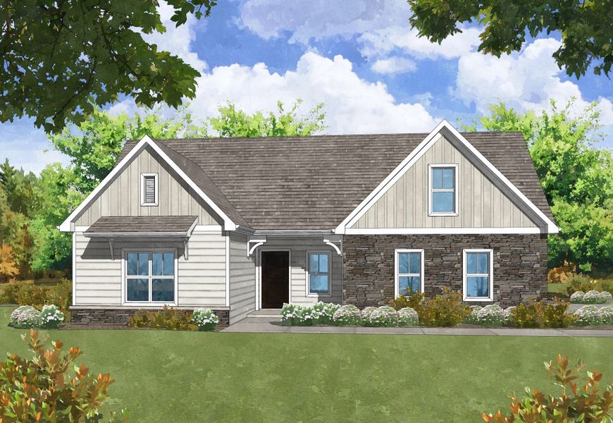 Representative exterior photo of a completed home built from the Mercer by Center Park Homes in Central Estates, Summerville, SC (Image 1). Representative exterior photo of a completed home built from the Mercer by Center Park Homes in Central Estates, Summerville, SC (Image 1).