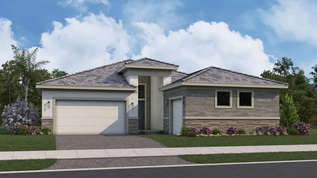 Representative exterior photo of a completed home built from the Sophia by Kolter Homes in Esprit at Avenir, Palm Beach Gardens, FL (Image 2).