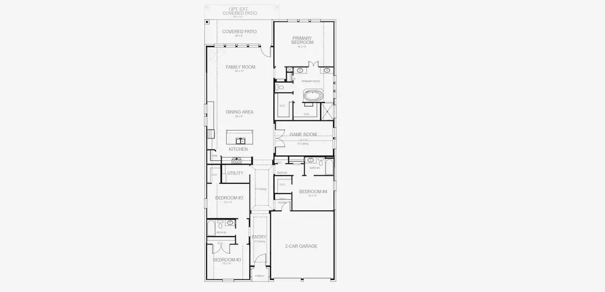 2D floor plan layout for the 2545W by Perry Homes in Lariat 50', Liberty Hill, TX (Image 3).