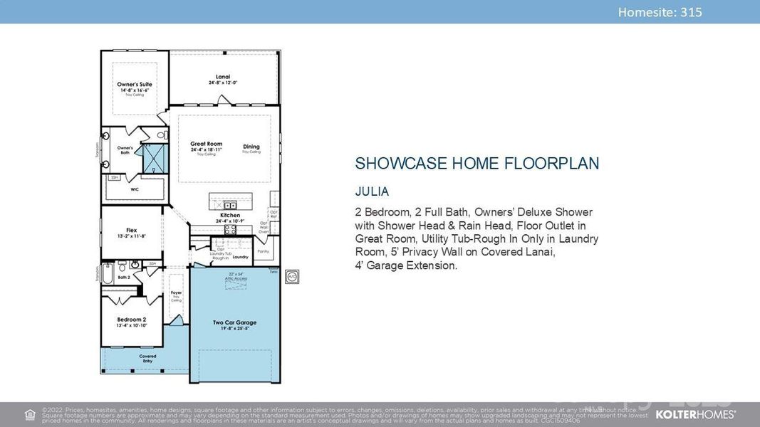 2D floor plan layout of this home in Cresswind Wesley Chapel, Monroe, NC (Image 5).