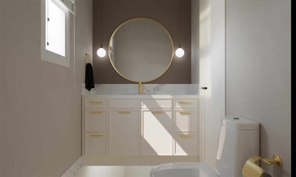 Rendering of the half bath