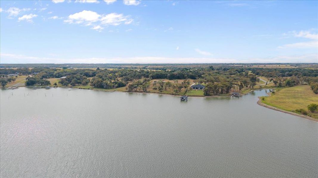 Aerial view from the main body of water