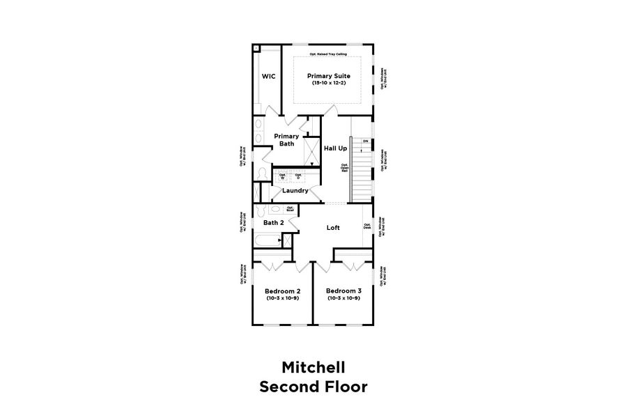 2D floor plan layout for the Mitchell by DRB Homes in Hartmann Landing, Lebanon, TN (Image 3).