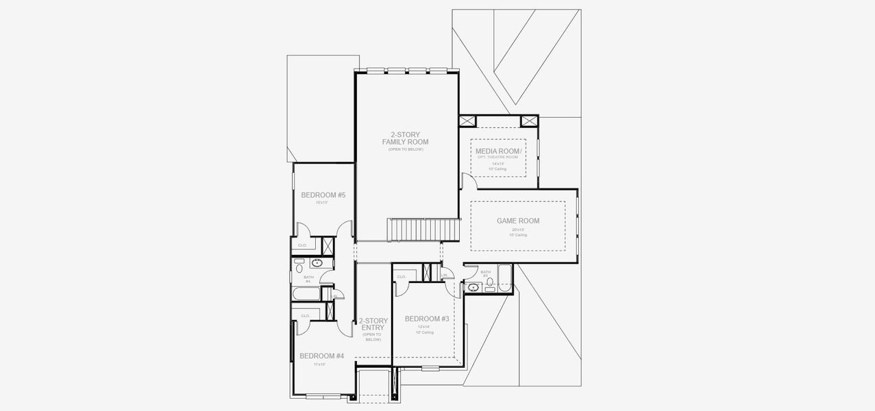 2D floor plan layout for the 3546W by Perry Homes in Landmark, Denton, TX (Image 3).