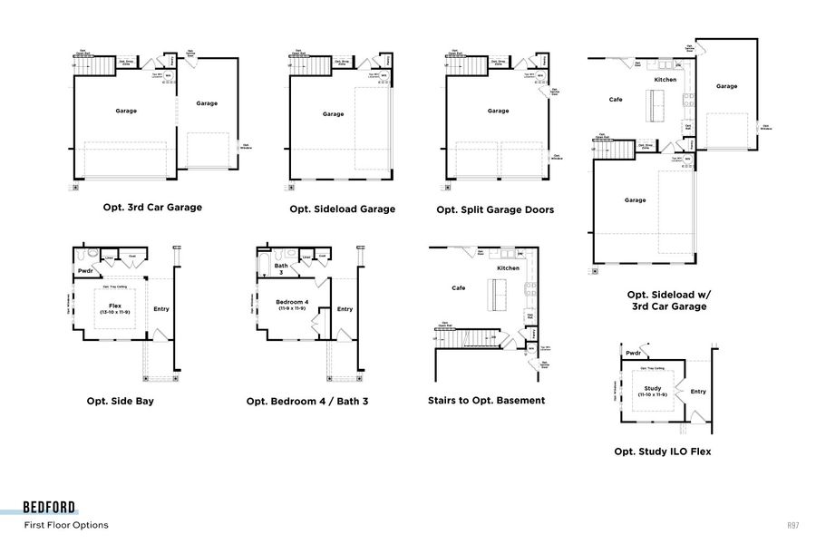2D floor plan layout for the Bedford by DRB Homes in Ridgewood, Shelbyville, TN (Image 4).