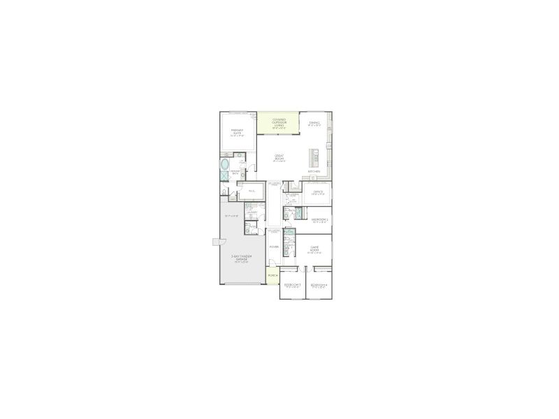 2D floor plan layout for the Holly Plan 5007 by Tri Pointe Homes in Abel Ranch, Goodyear, AZ (Image 5).