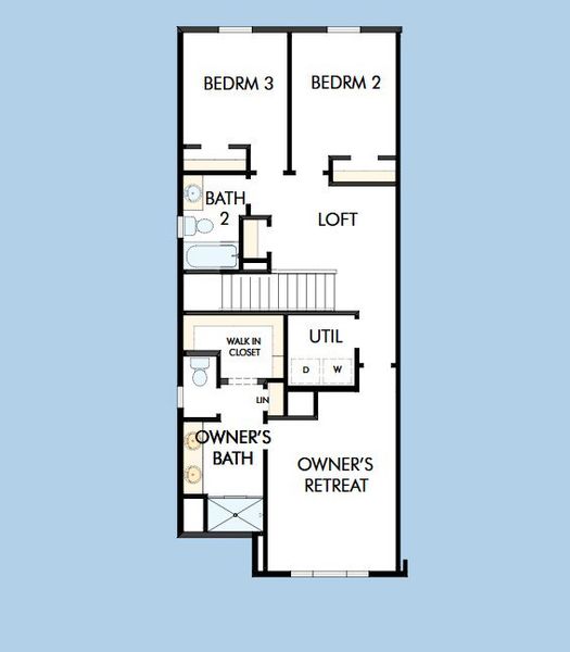 2D floor plan layout for the The Bluestar by David Weekley Homes in Hardy Pond Townhomes, Rock Hill, SC (Image 4).