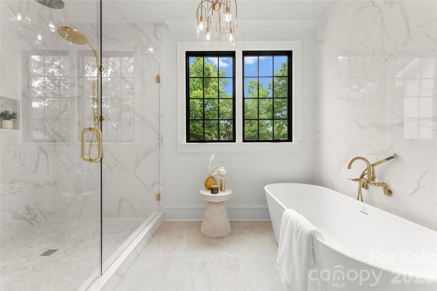 Frameless shower, tiled floors Frameless shower, tiled floors