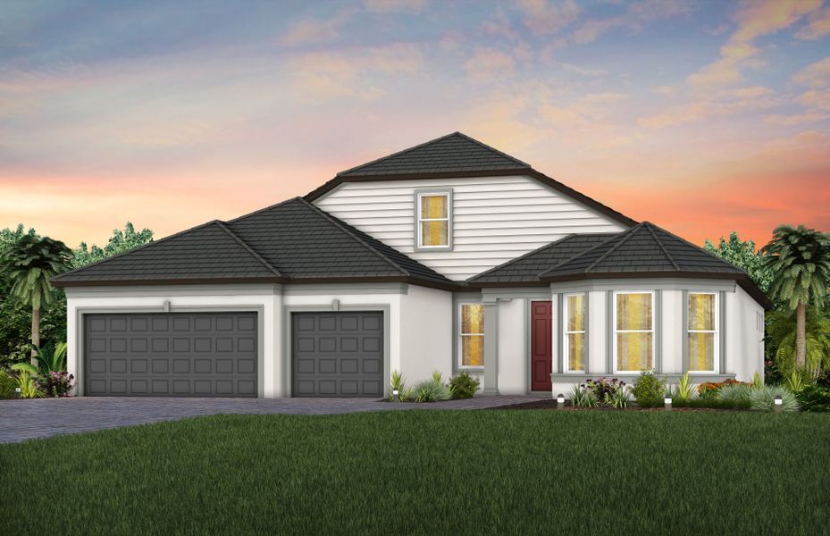 Representative exterior photo of a completed home built from the Stellar Grand by Del Webb in Del Webb Explore North River Ranch, Parrish, FL (Image 21). Representative exterior photo of a completed home built from the Stellar Grand by Del Webb in Del Webb Explore North River Ranch, Parrish, FL (Image 21).