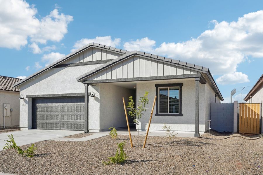 Exterior elevation. Finishes and options may vary by community