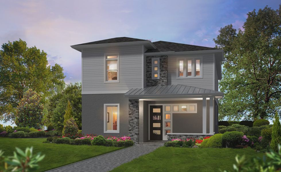 Representative exterior photo of a completed home built from the Azalea by ICI Homes in Persimmon Park, Wesley Chapel, FL (Image 7). Representative exterior photo of a completed home built from the Azalea by ICI Homes in Persimmon Park, Wesley Chapel, FL (Image 7).