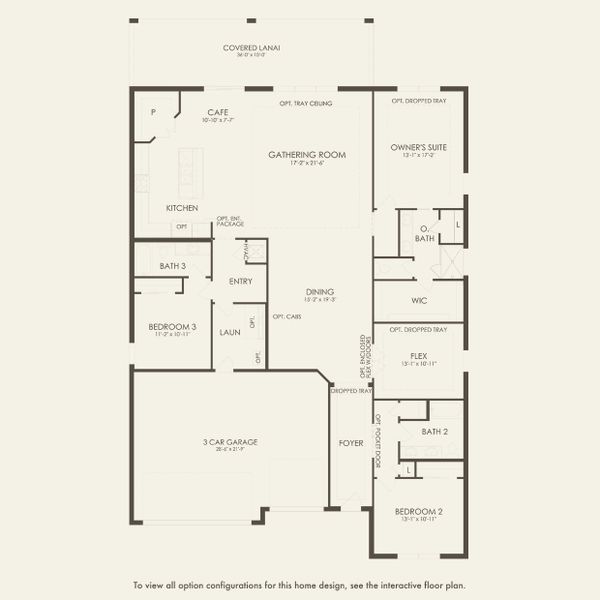2D floor plan layout for the Merlot by Pulte Homes in Vida's Way, Wesley Chapel, FL (Image 3).