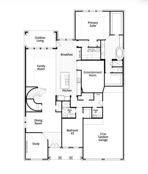 2D floor plan layout for the 223 Plan by Highland Homes in Two Step Farm: 60ft. lots, Montgomery, TX (Image 30).