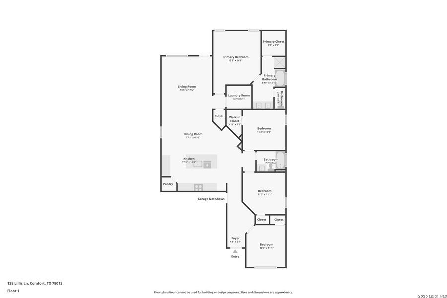 2D floor plan layout of this home in High Garden, Comfort, TX (Image 3).