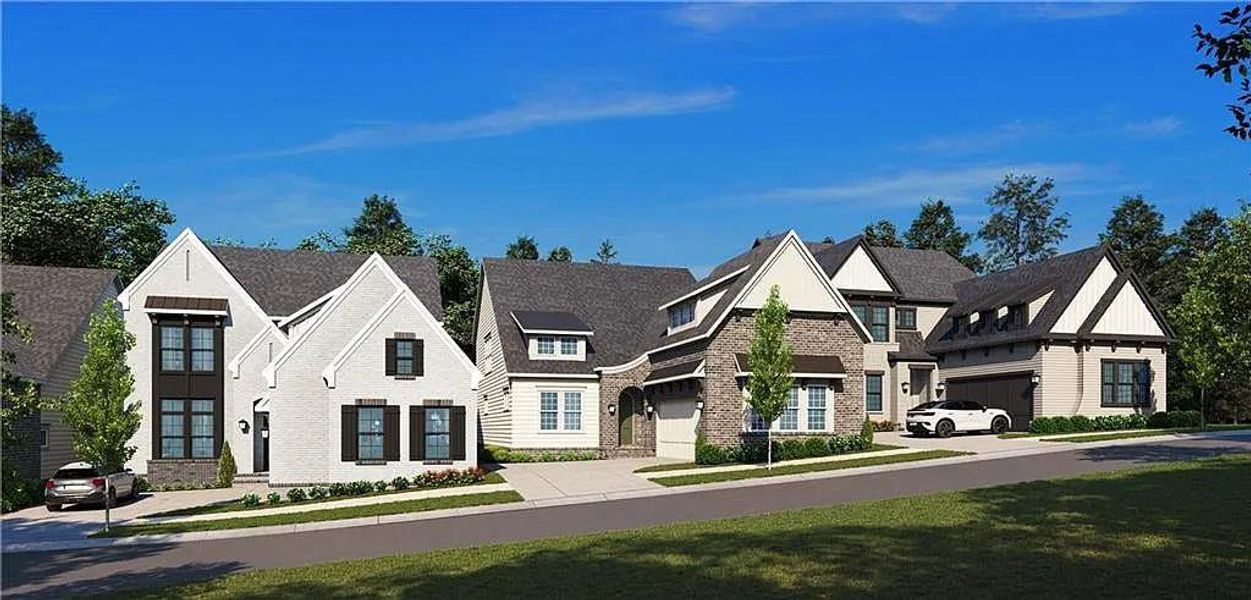 Front exterior of a new home in Waterside Single Family, Peachtree Corners, GA, highlighting curb appeal (Image 24).
