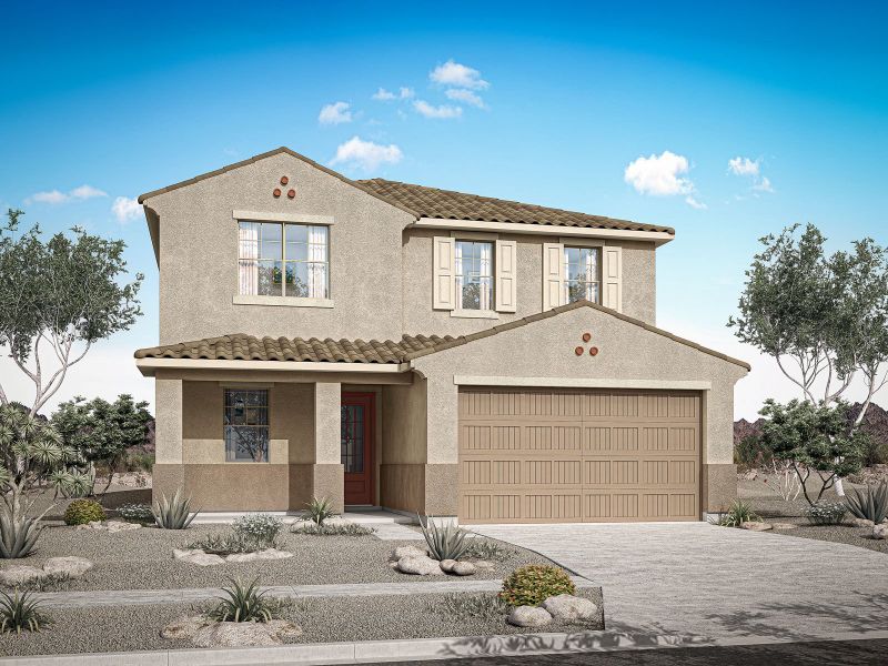 Representative exterior photo of a completed home built from the Sienna by Mattamy Homes in Rosewood Heights, San Tan Valley, AZ (Image 3).
