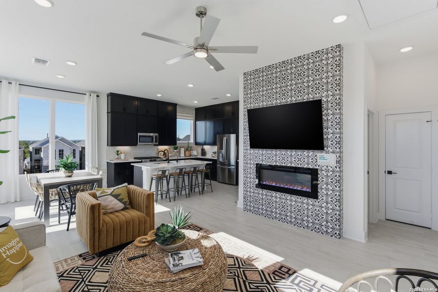 Furnished interior view inside a new home in Centero at Stone Oak, San Antonio (Image 28).