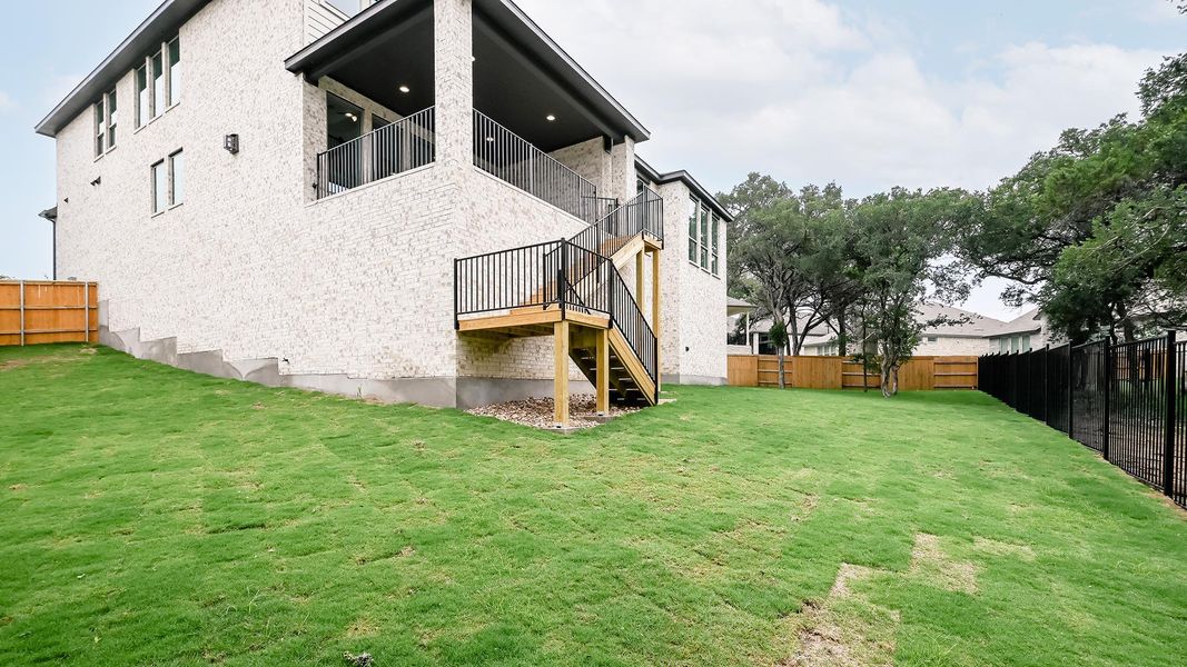 Exterior details and patio area of a home in 6 Creeks, Kyle (Image 3).