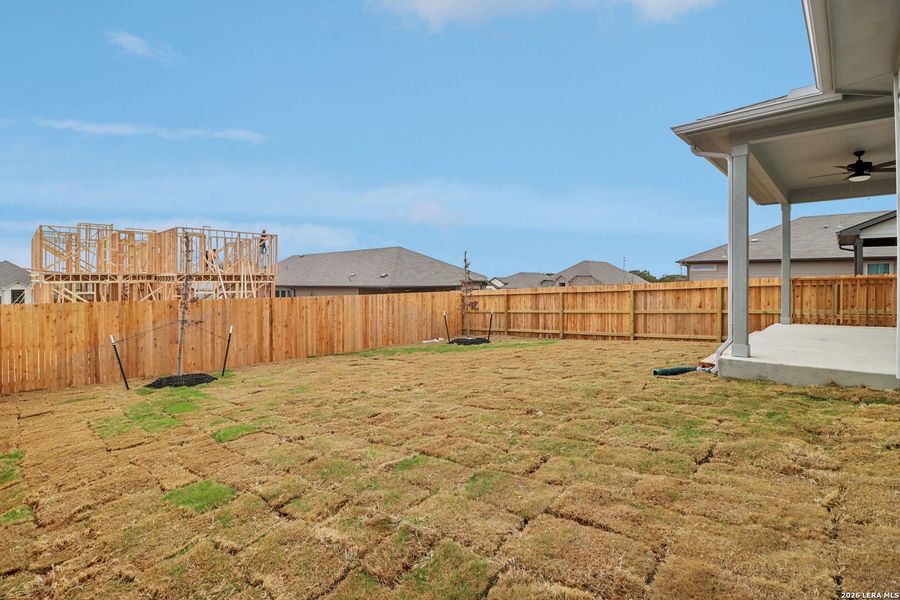 Exterior details and patio area of a home in Legendary Trails - Premier Series, Cibolo (Image 30).