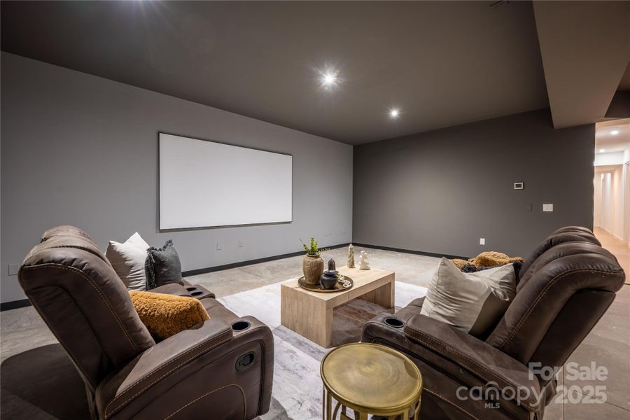 Lower-level home theater.